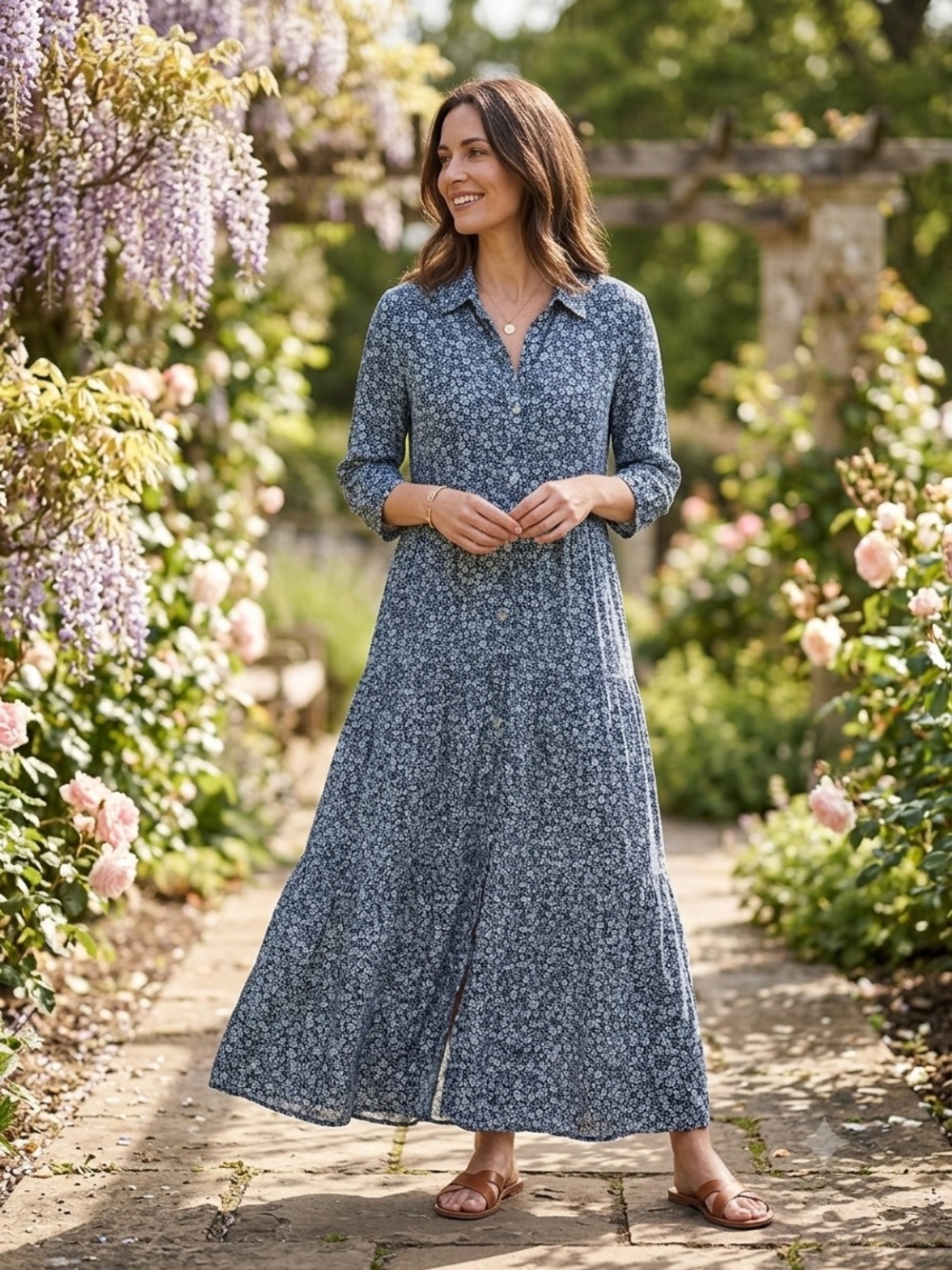 Zara Ditsy Floral Cottagecore Prairie Button Up Maxi Dress Womens Size XL